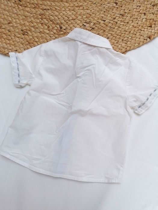 Camisa Branca de Manga Curta de Bebé