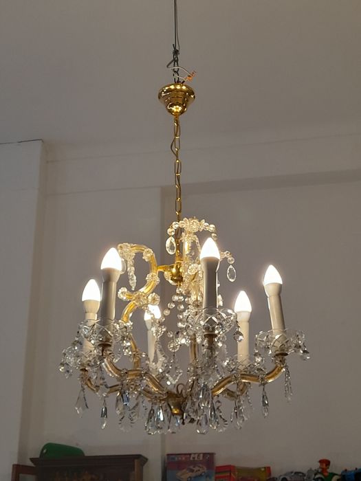 Candeeiro tecto - Lustre Vintage- candelabro em cristal - Maria Teresa