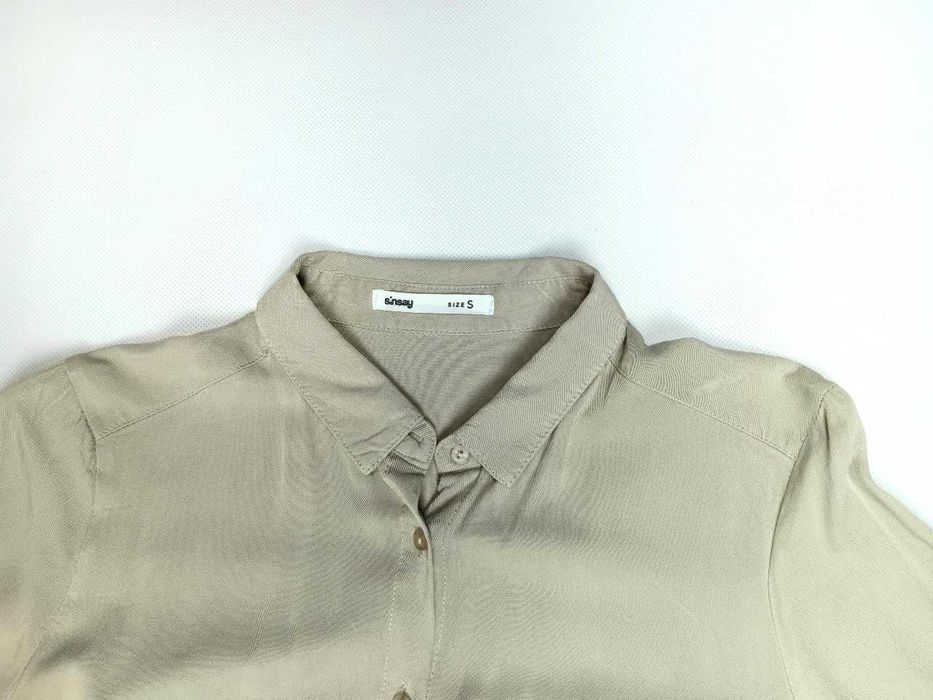 Ciemo beżowa koszulowa sukienka damska z wiskozy Sinsay rozmiar S