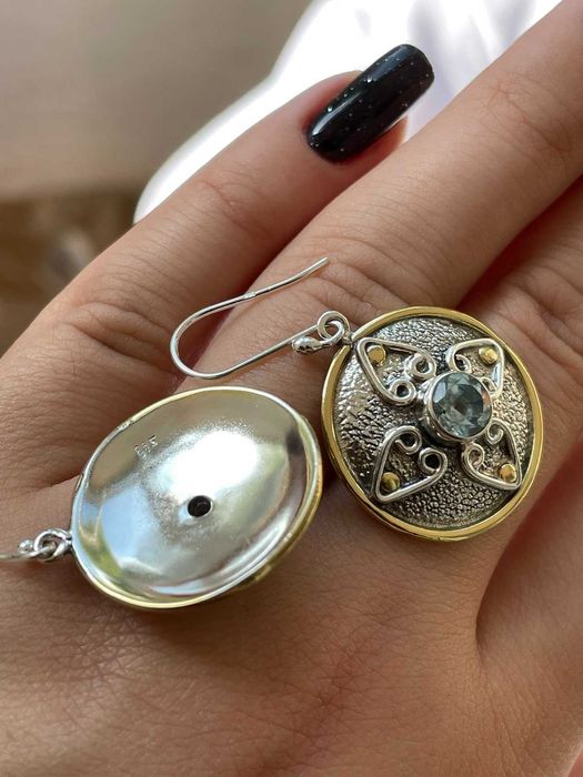 Длинные серьги с  топазом.Серебро 925 пробы