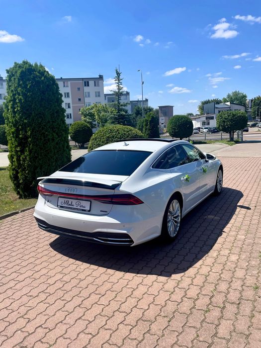 Audi Nowe A7 Premium - Auto na Twój Ślub Wesele Biały Samochód Wynajem