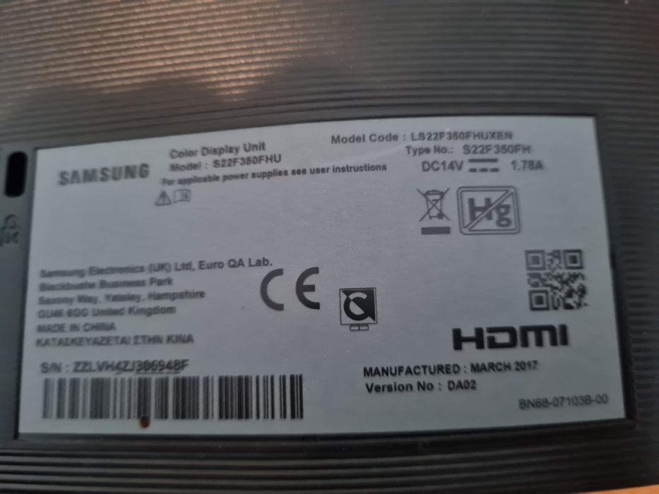 Monitor Samsung S22F350FHU 22" Full HD — HDMI/VGA