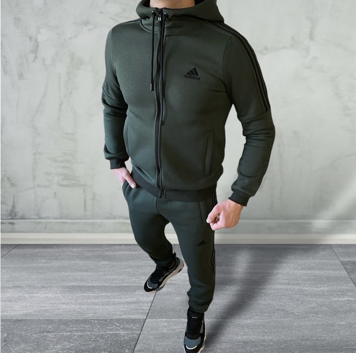 Теплий спортивний чоловічий костюм Adidas з капюшоном