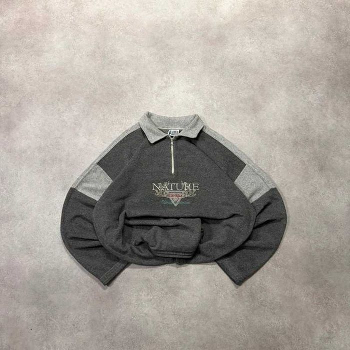 Vintage Bluza Polar Nature Canada Zip Up Fleece Retro Trendy Outdoor