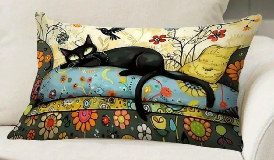 Capa de Almofada Dupla Gato Preto