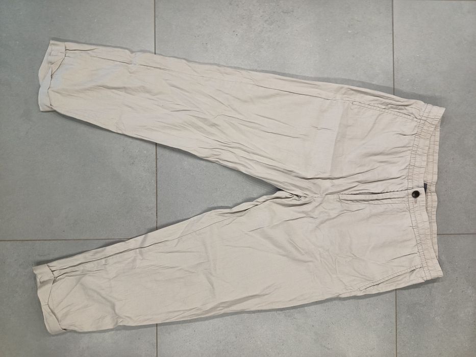 Męskie spodnie lniane H&M roz. M na 180cm luźne przewiewne letnie szerokie