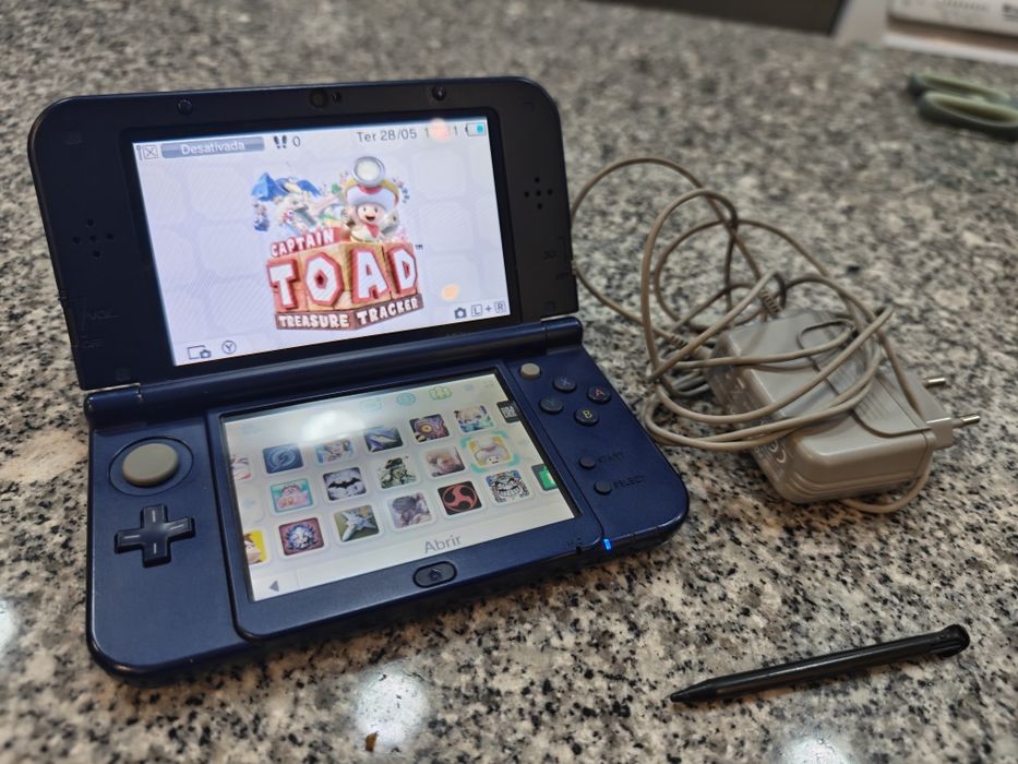 Nintendo New 3DS XL Azul +  CARTÃO SD 32GB + Carregador + Caneta | Modded - Desbloqueada