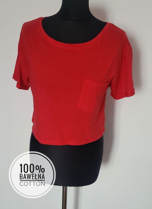 Nowa koszulka damska top z krótkim rękawem t-shirt oversize 100% baweł