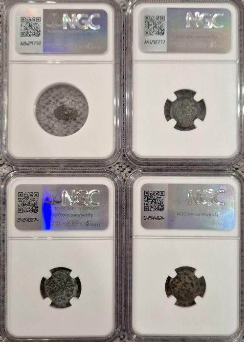 Cztery monety z czasów biblijnych - grading NGC - 4x Prutah Judea