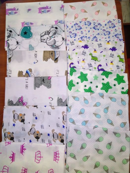 пелёнки детские байковые, бязь (хлопок), есть байка, ситец .110*90 см.