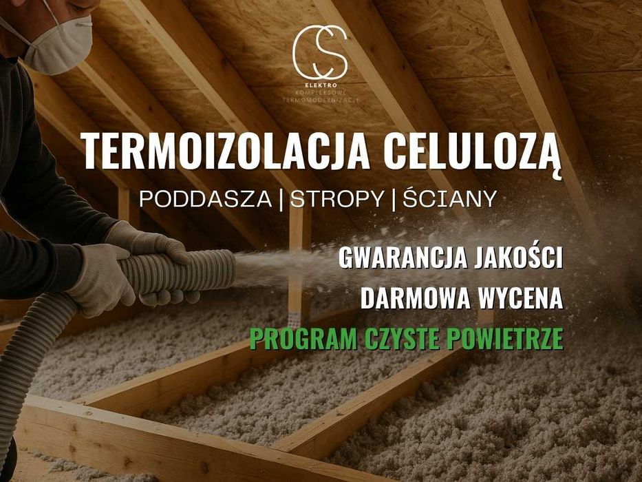 OCIEPLENIE PODDASZA, ocieplenie stropu, wdmuchiwanie celulozy.