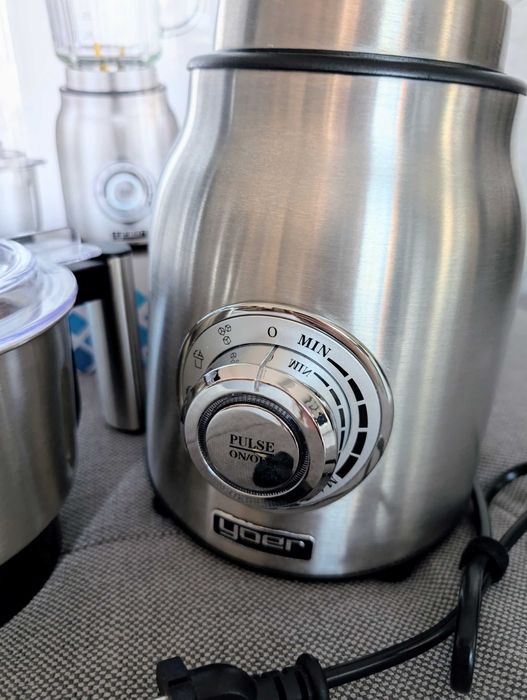 Blender kielichowy YOER szklany 4w1 młynek bidony 2,4L 1800W stal INOX