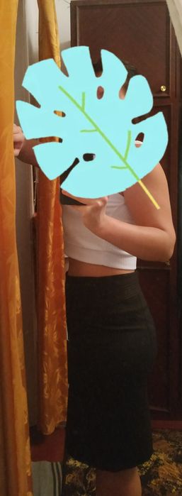 Офісна темно-коричнева спідниця міді  BRICCHINO з розрізом позаду