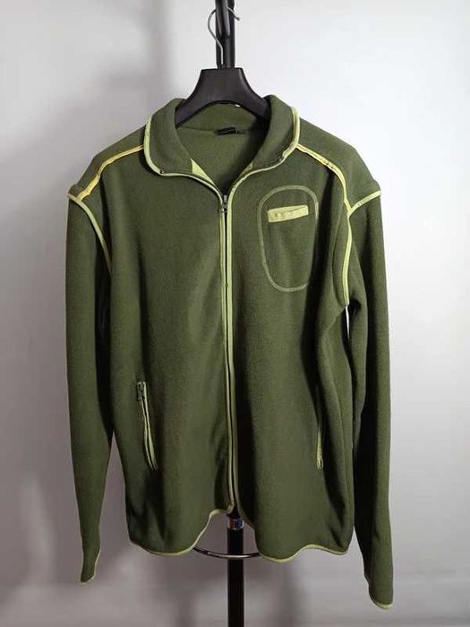 John Deere Full Zip Fleece Jacket Green Vintage Gorpcore Workwear Polar Męski Big Logo
