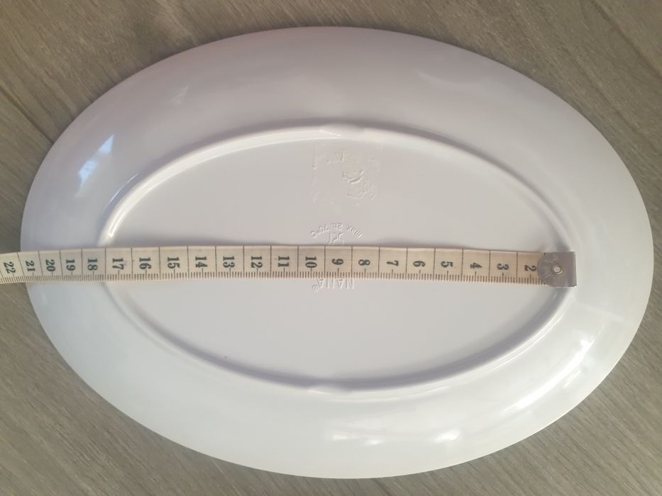 Półmisek plastikowy krata gingham biało niebieska retro