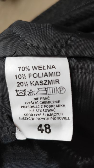 Płaszcz męski r. 48, XL kaszmir wełna czarny