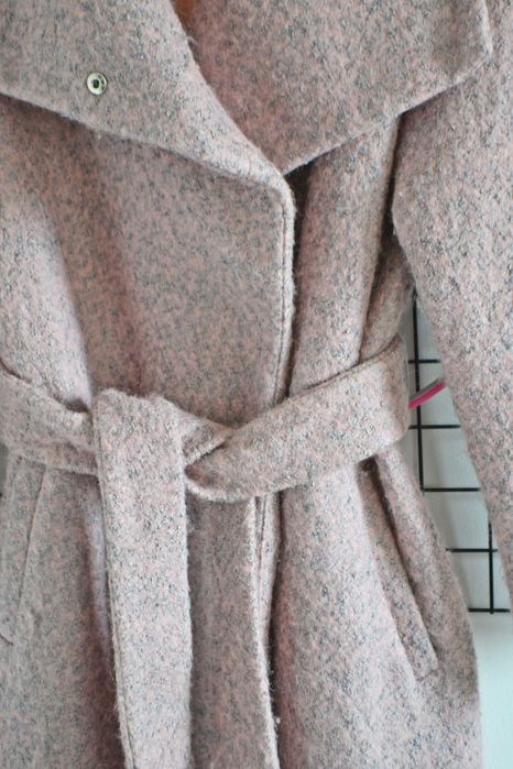 Płaszcz wełna Reserved 40 L różowy szary trencz