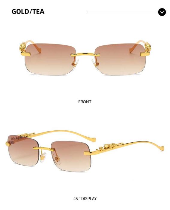 okulary damskie przeciwsłoneczne modne złote oprawki lampart uv 400