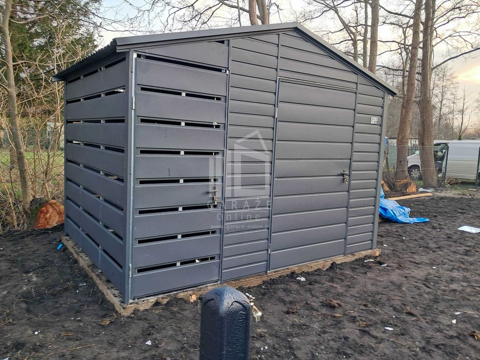 Schowek domek ogrodowy 2x2m - drzwi - antracyt - dach dwuspadowy ID991