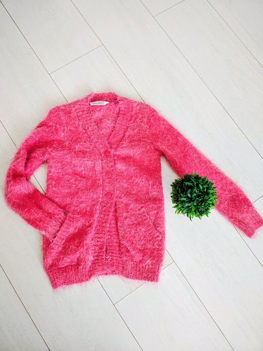 Sweterek Coccodrillo, różowy, kardigan na guziki r. 122