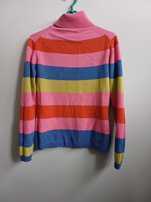 Sweter, golf damski w paski z wełną r. S/M