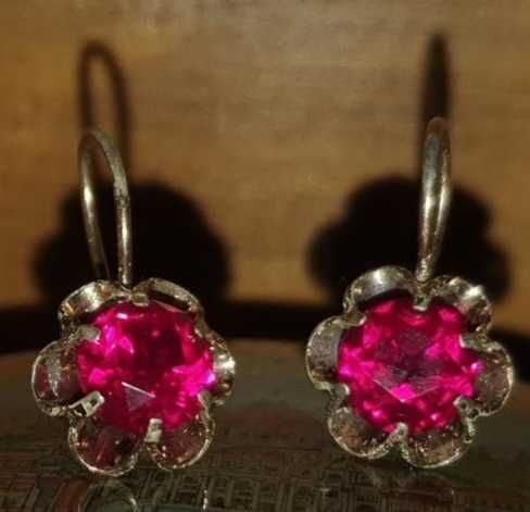 Серьги серебро СССР 875 проба позолота ,