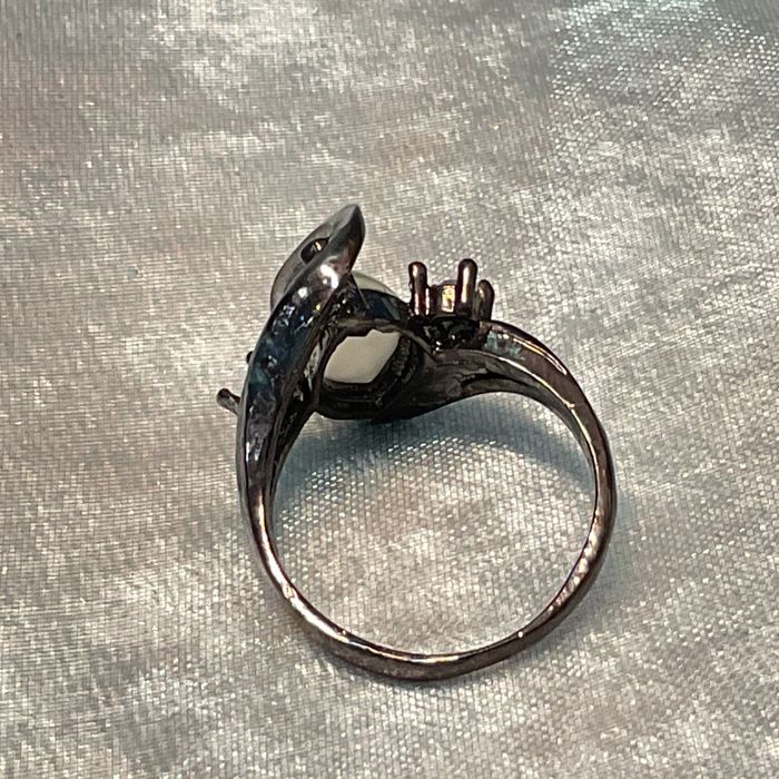 Anel prata 925 cor preta ,tamanho 16 m