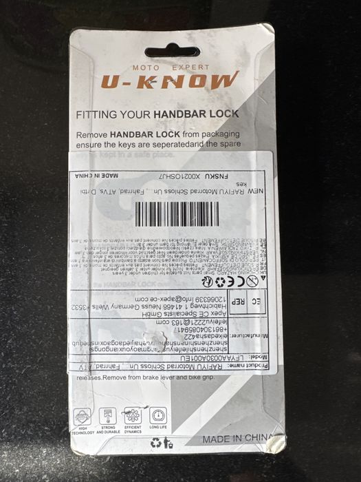 Cadeado de punho para moto