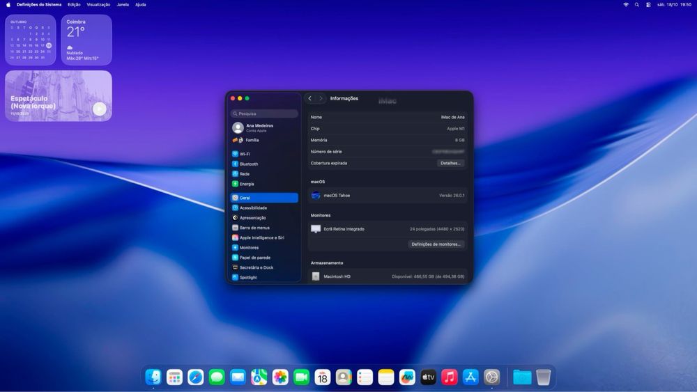 iMac 24” 2021 M1 512GB Roxo (Estado Impecável)