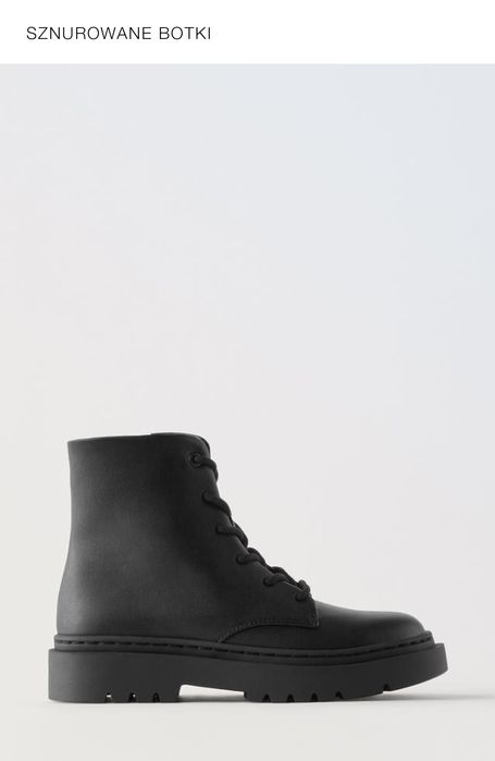 ZARA r.31 czarne, sznurowane botki, glany, kozaki skórzane.