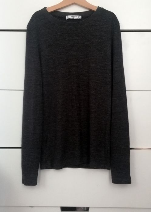 Mango Suit grafitowy sweter wełna wiskoza 36 S