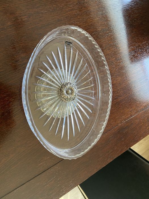 Patera kryształowa na posrebrzanej nóżce