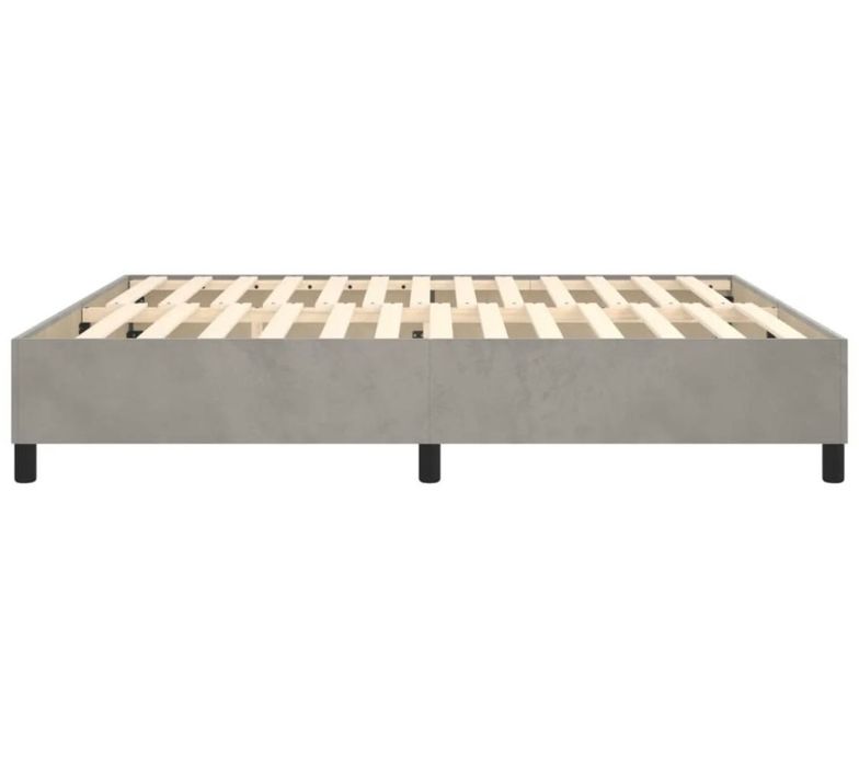 Cama em veludo cinza-claro 160x200