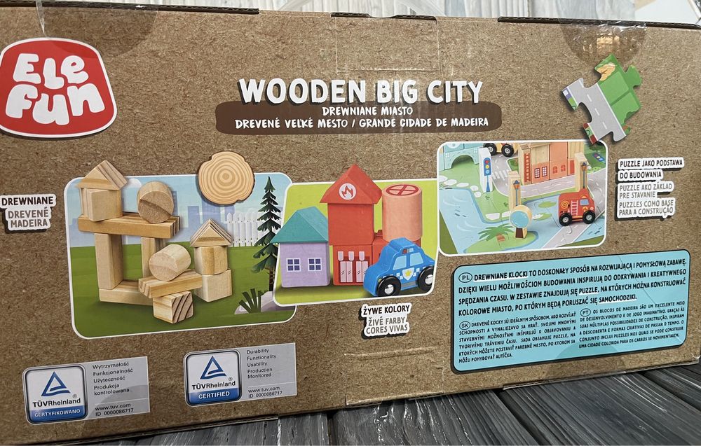 Дерев‘яні машинки з кубиками elefun