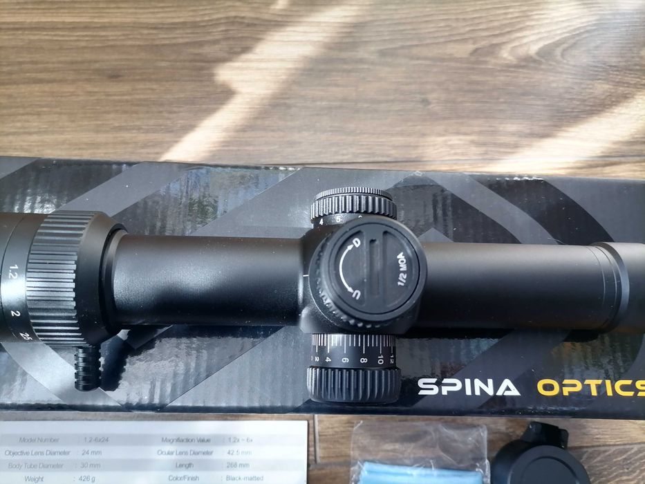 Новий приціл мінік Spina Optics LPVO 1.2-6x24IR 1/2 Mil-Dot. Загонник.