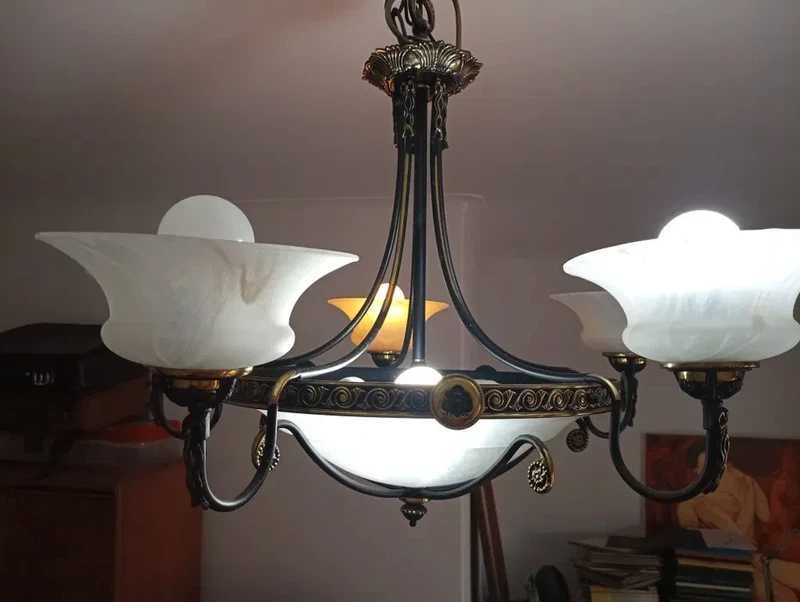 Candeeiro de teto Vintage em Ferro Preto e dourado*
