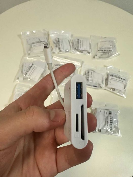 Кардрідер 3в1 Lightning для iPhone та iPad | USB + SD + TF | OTG адаптер для флешки та карт пам’яті