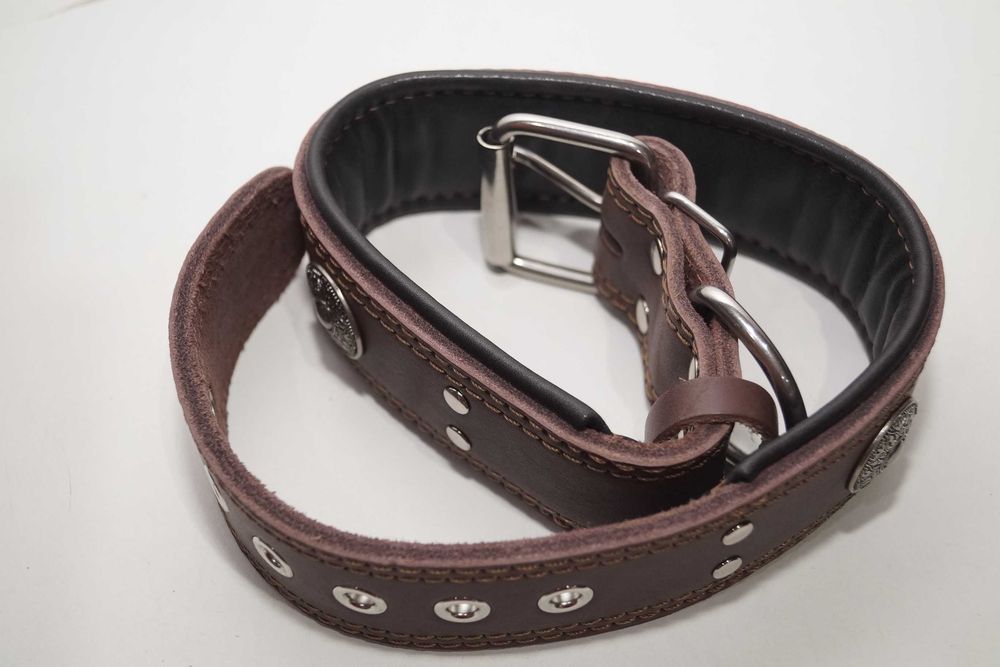 1521 Skórzana obroża dla psa szerokość 5cm ręcznie robiona 49,5-60cm M
