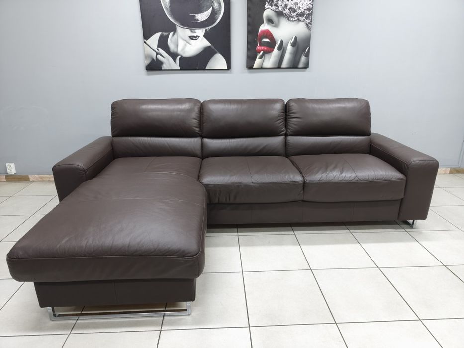 Шкіряний розкладний диван 254х165 см! Кожаный уголок