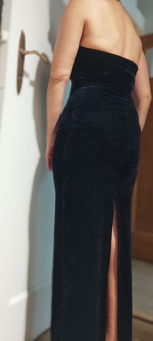 Wieczorowa, długa ,welurowa sukienka