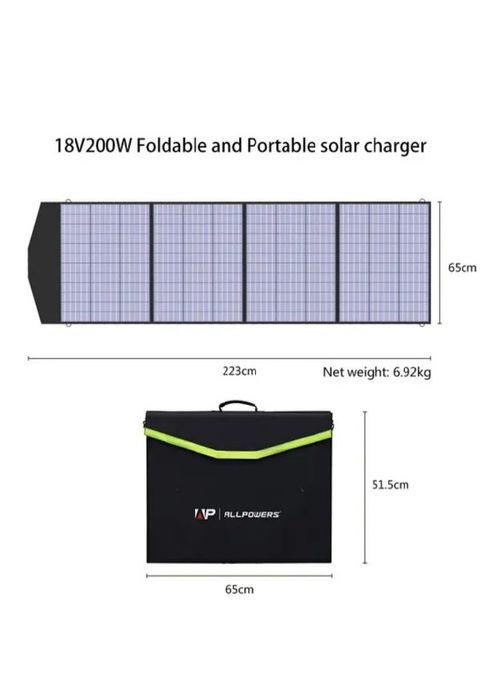 Складна сонячна панель Allpowers 18V 200W