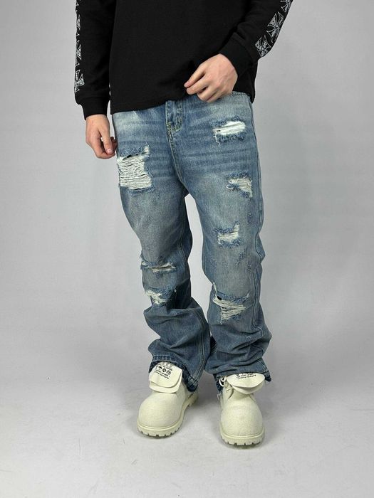 Джинси кльош distressed faded baggy штани archive джинсы сині