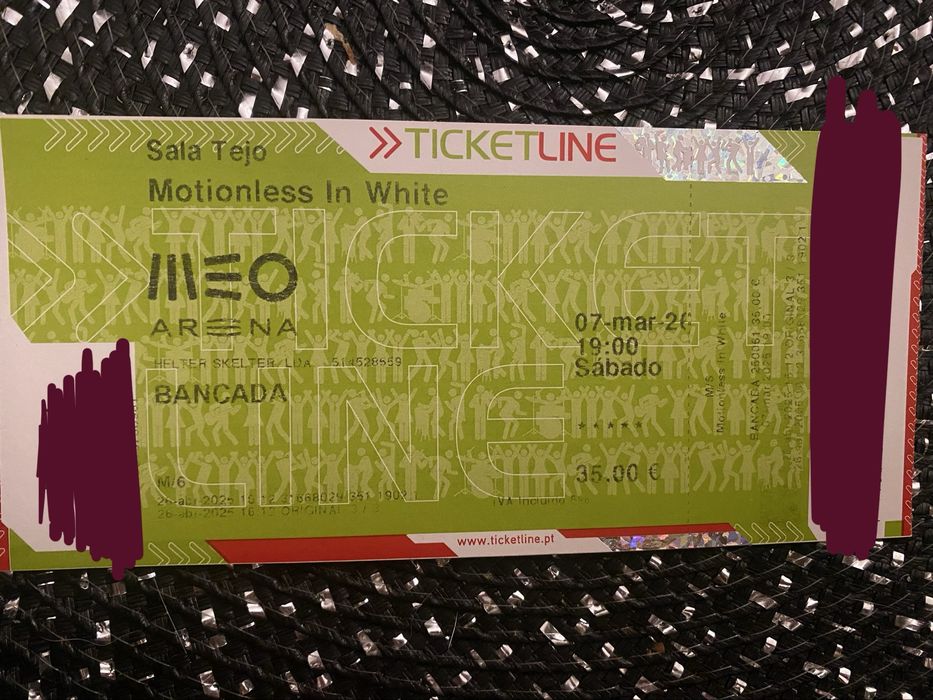 BILHETE MOTIONLESS IN WHITE