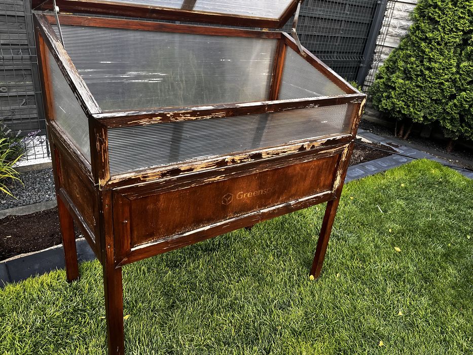 Drewniany zielnik / mini szklarnia Greenspot Vintage + Drewnochron 2,5L Palisander