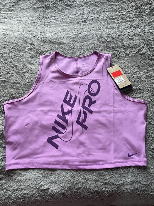 Crop top damski sportowy Nike pro L Nowy z metka liliowy