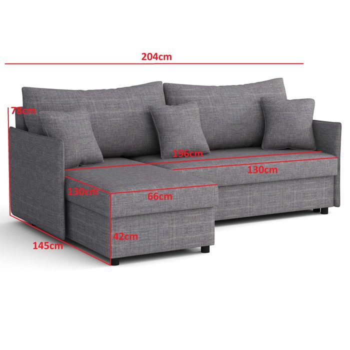 Narożnik rozkładany Młodzieżowy Wypoczynek Kanapa 2xpojemnik Sofa