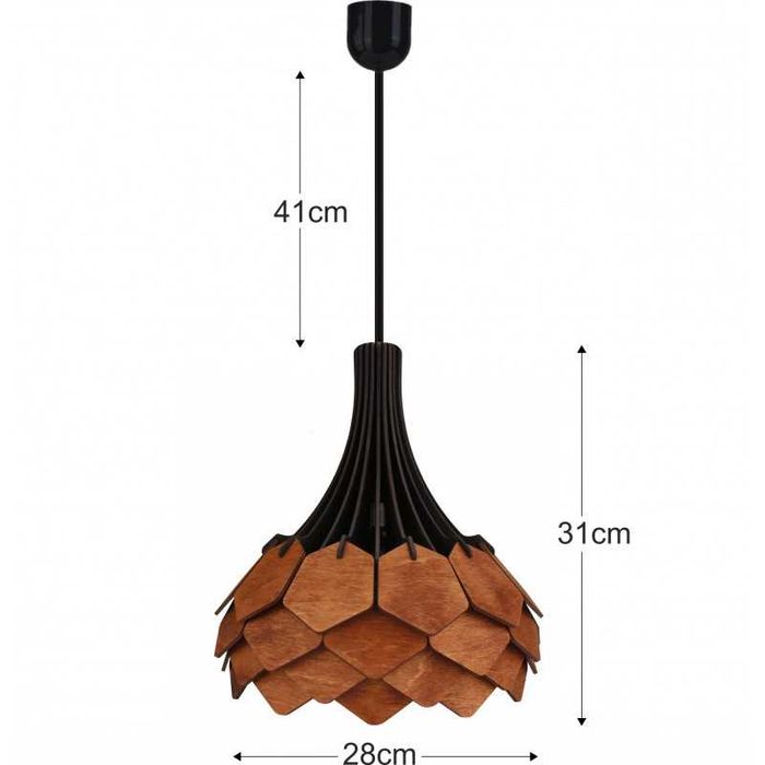 TANGAL brąz i czarny - Lampa drewniana