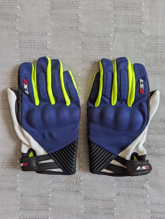 Кожаные мотоциклетные перчатки Ls2 Dart 2 Gloves Blue Hv Yellow. XL