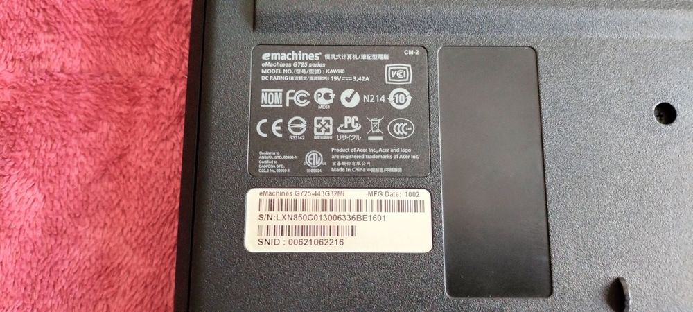 Laptop 17" Acer eMachines