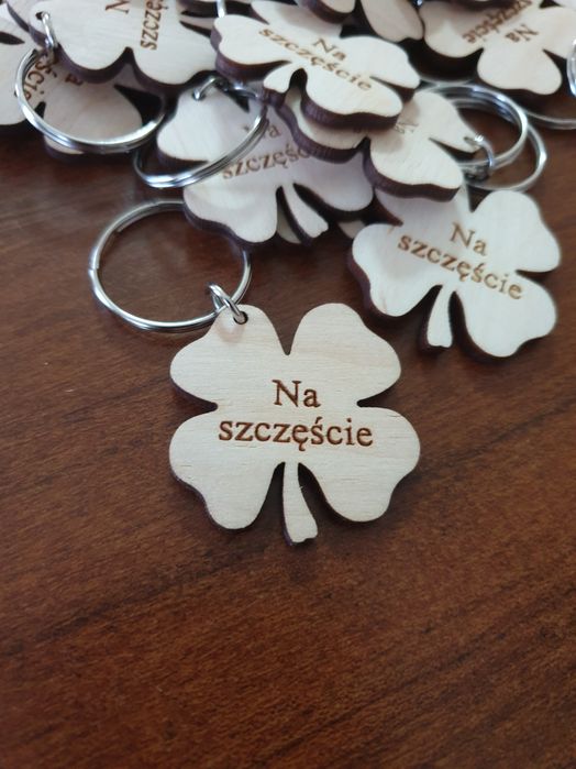 Brelok Drewniany Koniczyna Na Szczęście